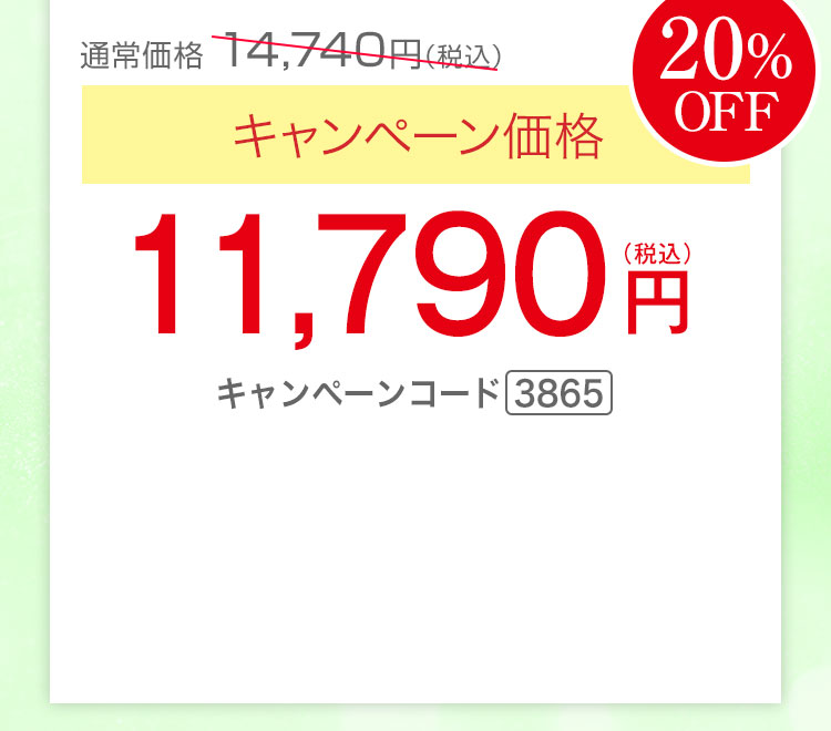 キャンペーン価格20％OFF 11,790円（税込）キャンペーンコード3865