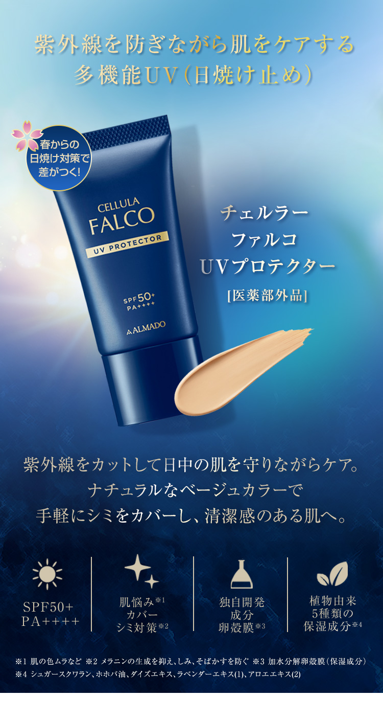 チェルラー ファルコ UVプロテクター[医薬部外品] 紫外線を防ぎながら肌をケアする多機能UV（日焼け止め）