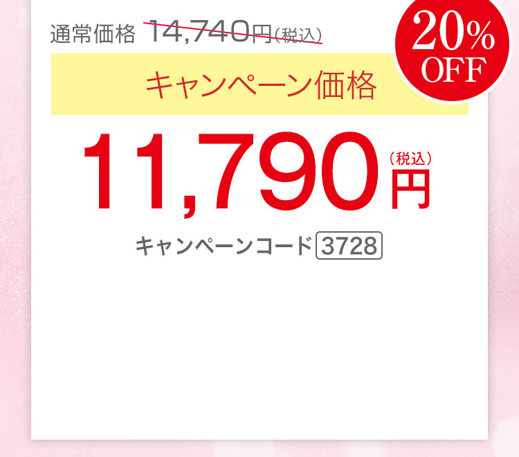 キャンペーン価格20％OFF 11,790円（税込）キャンペーンコード3728