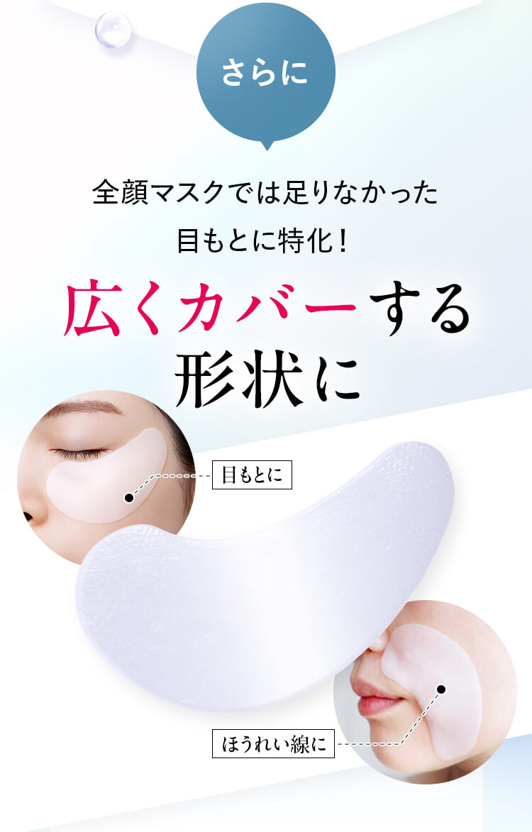 全顔マスクでは足りなかった目もとに特化！広くカバーする形状に