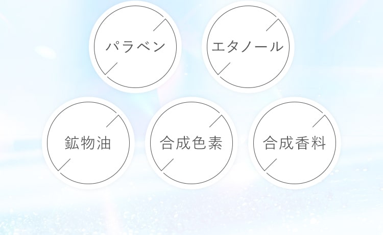 パラベン・エタノール・鉱物油・合成色素・合成香料