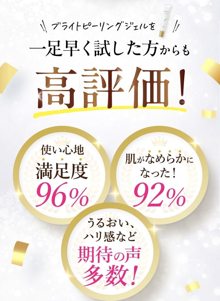 ブライトピーリングジェルを一足早く試した方からも高評価！