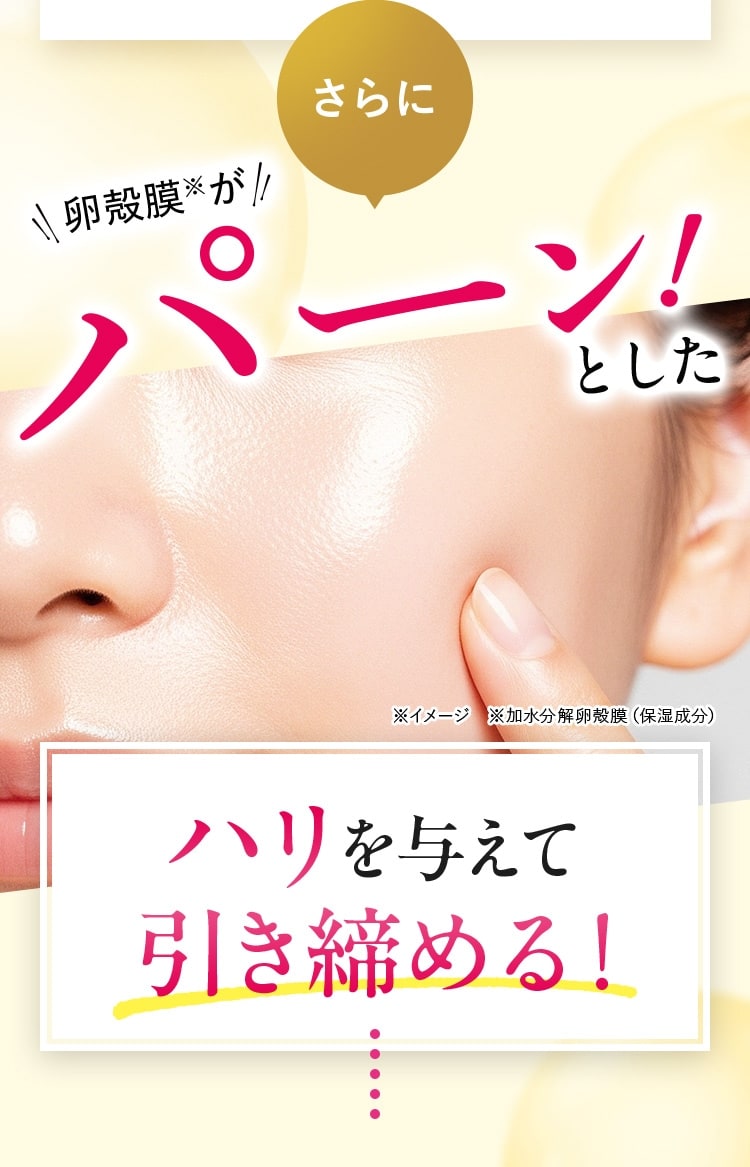 さらに「卵殻膜」がパーンとしたハリを与えて引き締める！