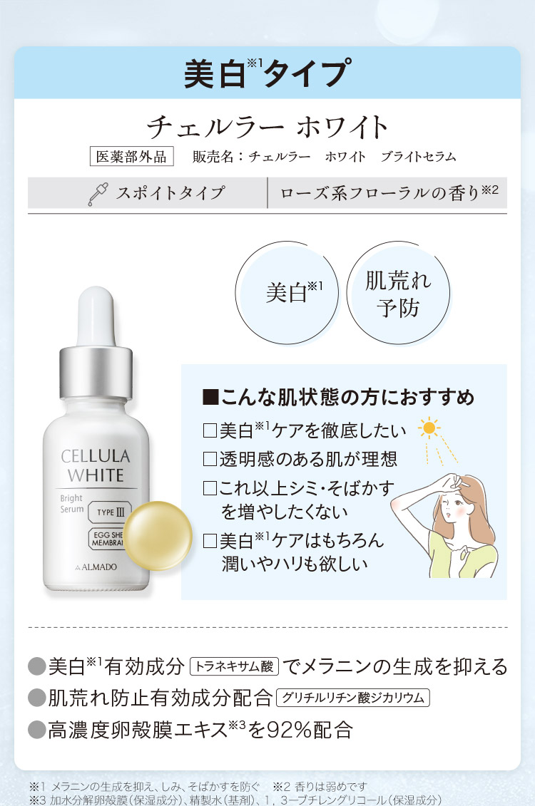 美白※1タイプ【チェルラー ホワイト】美白※1×肌荒れ予防