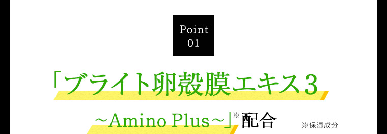Point01 高精度・高濃度 新開発の「ブライト卵殻膜エキス2～Amino Plus～」配合