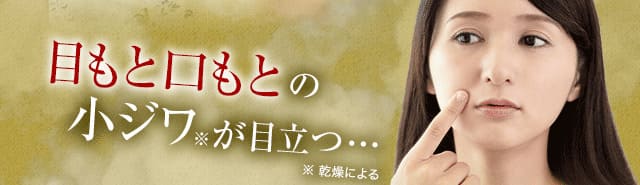 目もと口もとの小ジワが目立つ