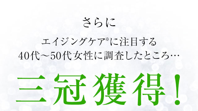 さらにエイジングケア※ に注目する40代から50代女性に調査したところ…三冠獲得！