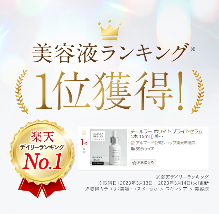 美容液ランキング1位獲得！