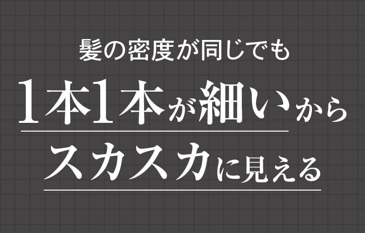 髪の密度が同じでも1本1本が細いからスカスカに見える