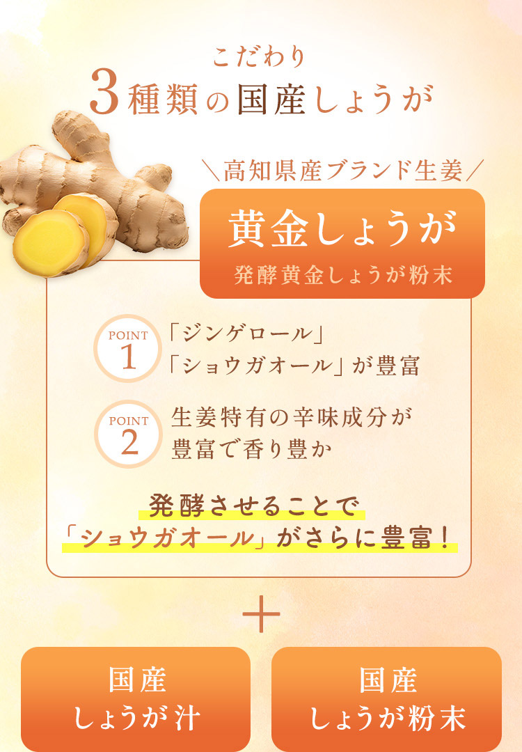こだわり 3種類の国産生姜