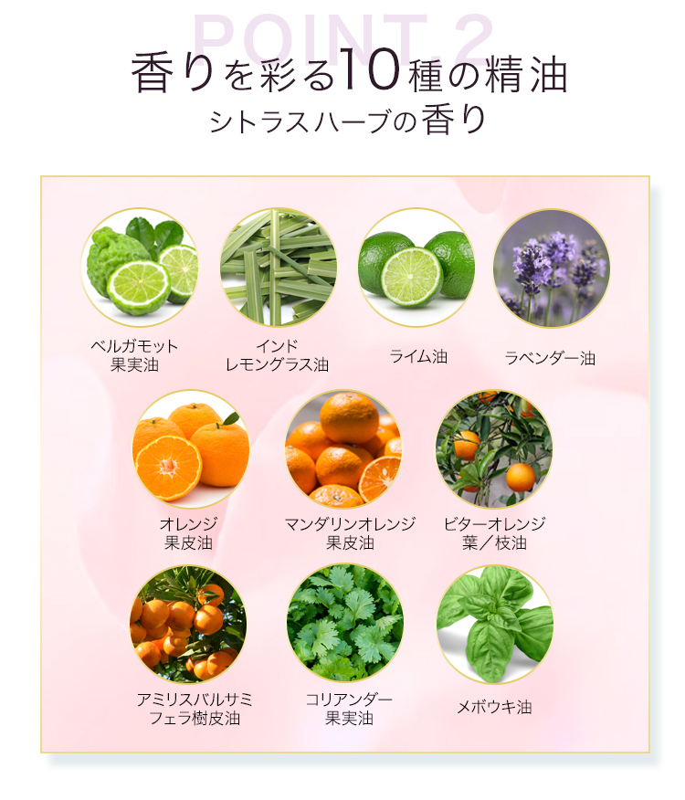 香りを彩る１０種の精油シトラスハーブの香り